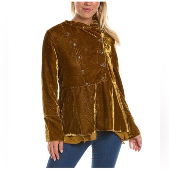 Free People Faye Velvet‎ Jacket in Warm Tobacco Size Small brand new - Picture 5 of 6